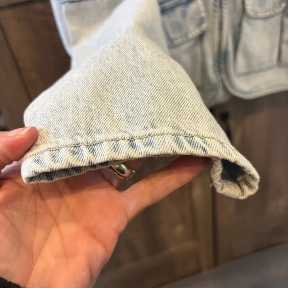 H&M small Utility Light Blue Denim Jacket Cargo - Picture 6 of 10